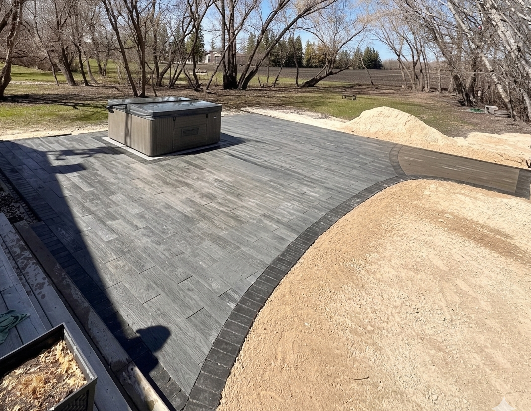 Fresh Stone patio installation done for a Selkirk home