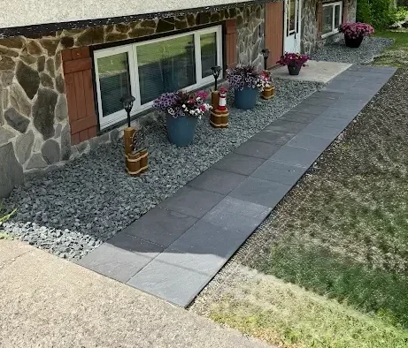Walkway bed installation front of the house